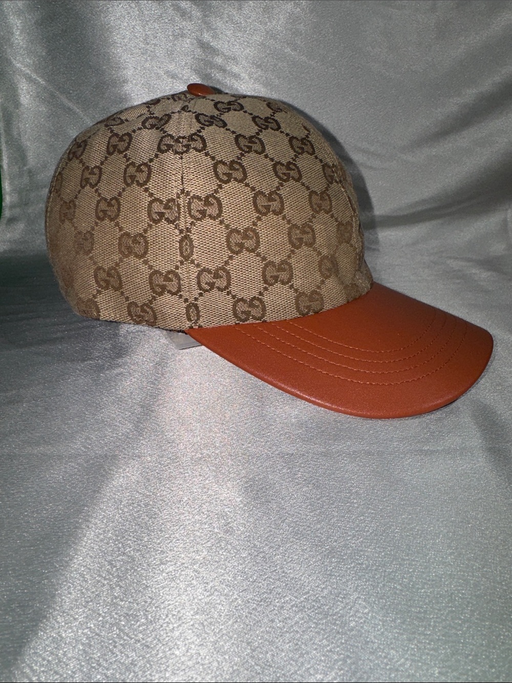 Gucci Beige Monogram Canvas Cap with Brown Leather Brim🔥New!